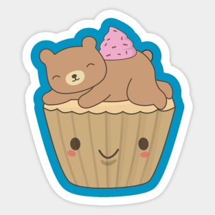 Cute and Kawaii Bear Cupcake T-Shirt Sticker